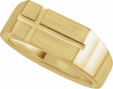 14K Yellow 10.8x8.8 mm Rectangle Cross Signet Ring