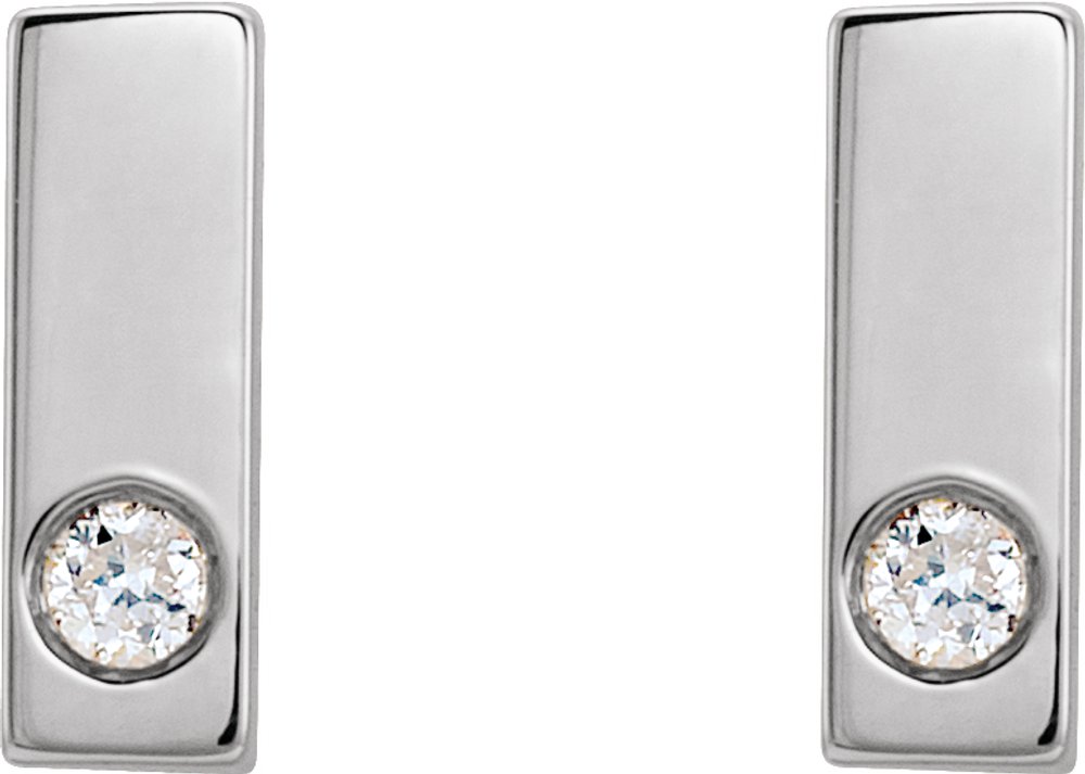 14K White .03 CTW Natural Diamond Bar Earring