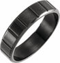 Black PVD Titanium 6 mm Grooved Comfort-Fit Flat Band Size 7.5