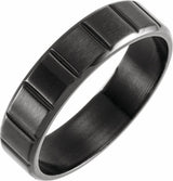 Black PVD Titanium 6 mm Grooved Comfort-Fit Flat Band Size 7.5