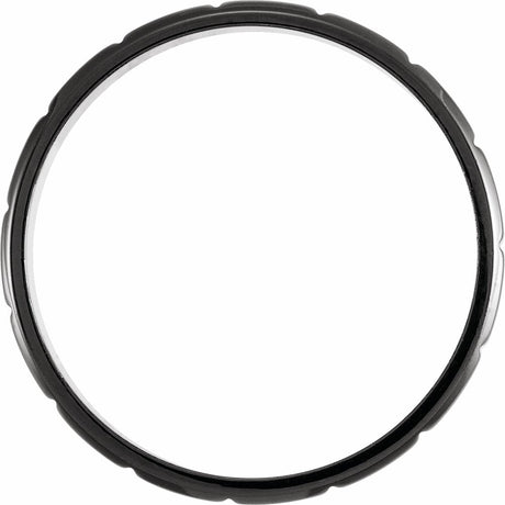 Black PVD Titanium 6 mm Grooved Comfort-Fit Flat Band Size 7.5