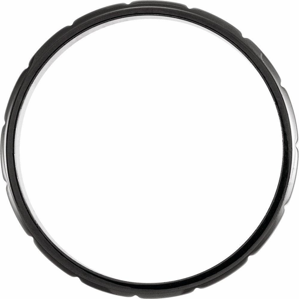 Black PVD Titanium 6 mm Grooved Comfort-Fit Flat Band Size 7.5