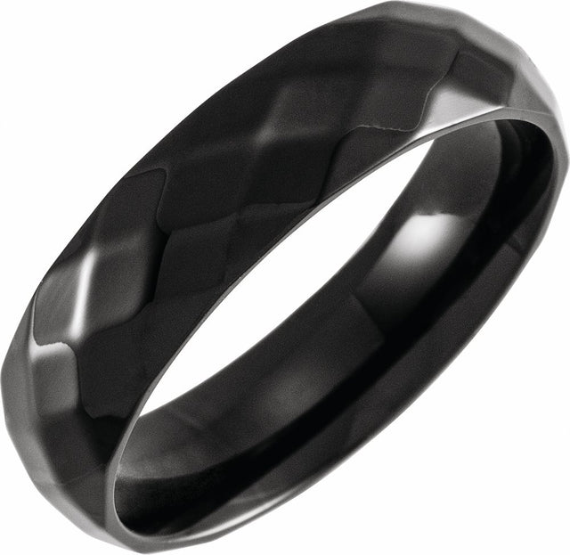 Black PVD Titanium 6 mm Faceted Band Size 7.5