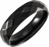 Black PVD Titanium 6 mm Faceted Band Size 9