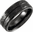 Black Titanium 8 mm Flat Grooved Stepped Hammered Band Size 9