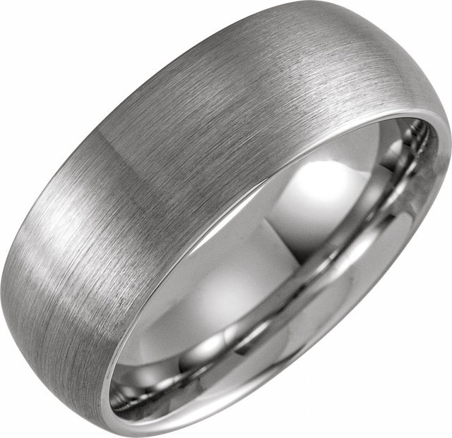 Tungsten 8 mm Half Round Satin Band Size 8