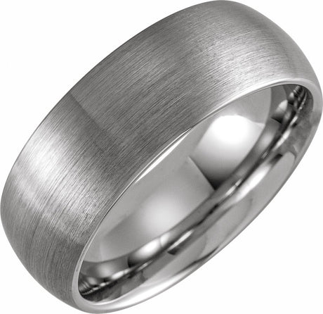 Tungsten 8 mm Comfort-Fit Half Round Band Size 7.5