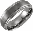 Tungsten 8 mm Double Stepped-Edge Inlay Comfort-Fit Band Size 7