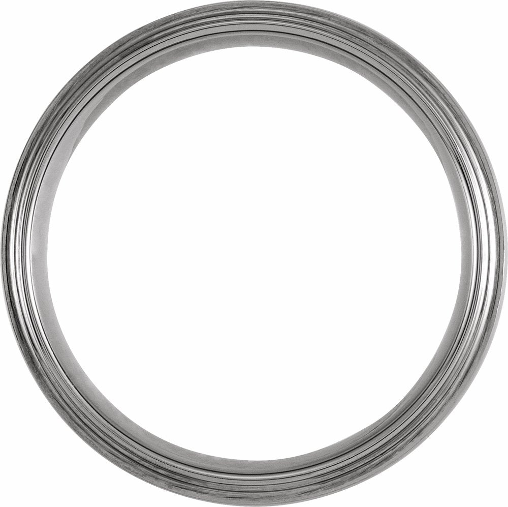 Tungsten 8 mm Double Stepped-Edge Inlay Comfort-Fit Band Size 7