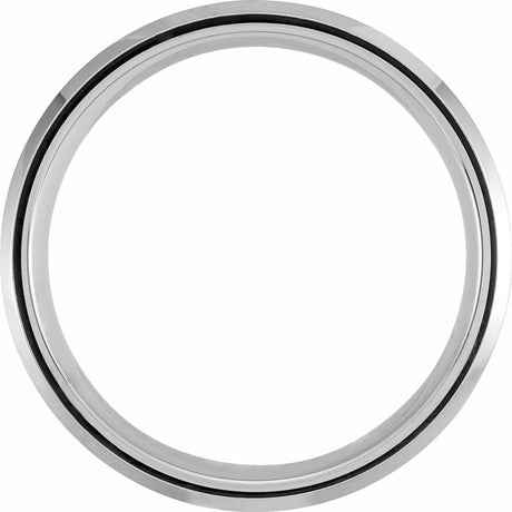 White PVD Tungsten 8 mm Beveled Grooved Matte Band