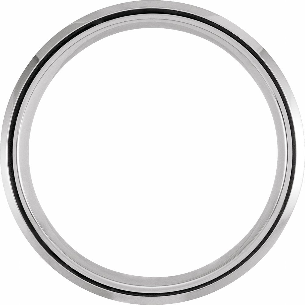 White PVD Tungsten 8 mm Beveled-Edge Grooved Comfort-Fit Band Size 7