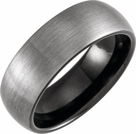 Black PVD Tungsten 8 mm Comfort-Fit Half Round Band Size 7