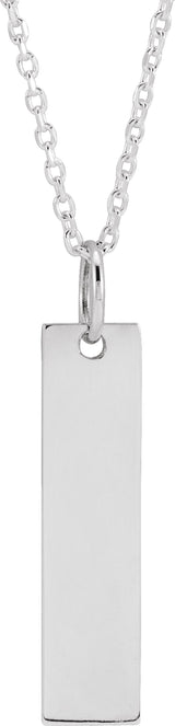 14K White Gold 20x5 mm Engravable Bar 16-18" Necklace