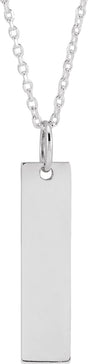 14K White Gold 20x5 mm Engravable Bar 16-18" Necklace