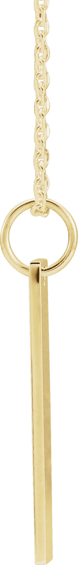 14K Yellow Gold 20x5 mm Engravable Bar 16-18" Necklace