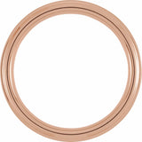 18K Rose Gold PVD & Tungsten Inlay 6 mm Beveled Stepped-Edge Comfort-Fit Band Size 7