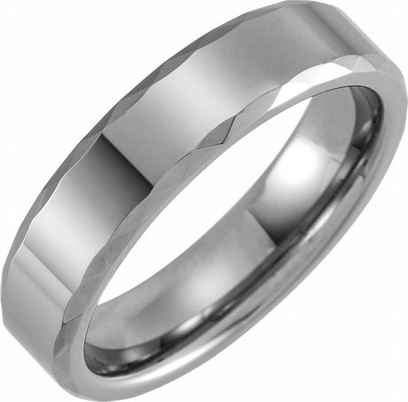 Tungsten 6 mm Beveled Faceted Band Size 7