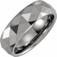 Tungsten 7 mm Geometric Faceted Comfort-Fit Half Round Band Size 8