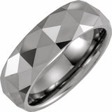 Tungsten 7 mm Geometric Faceted Comfort-Fit Half Round Band Size 8