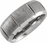 Tungsten 8 mm Beveled-Edge Grooved Comfort-Fit Band
 Size 7