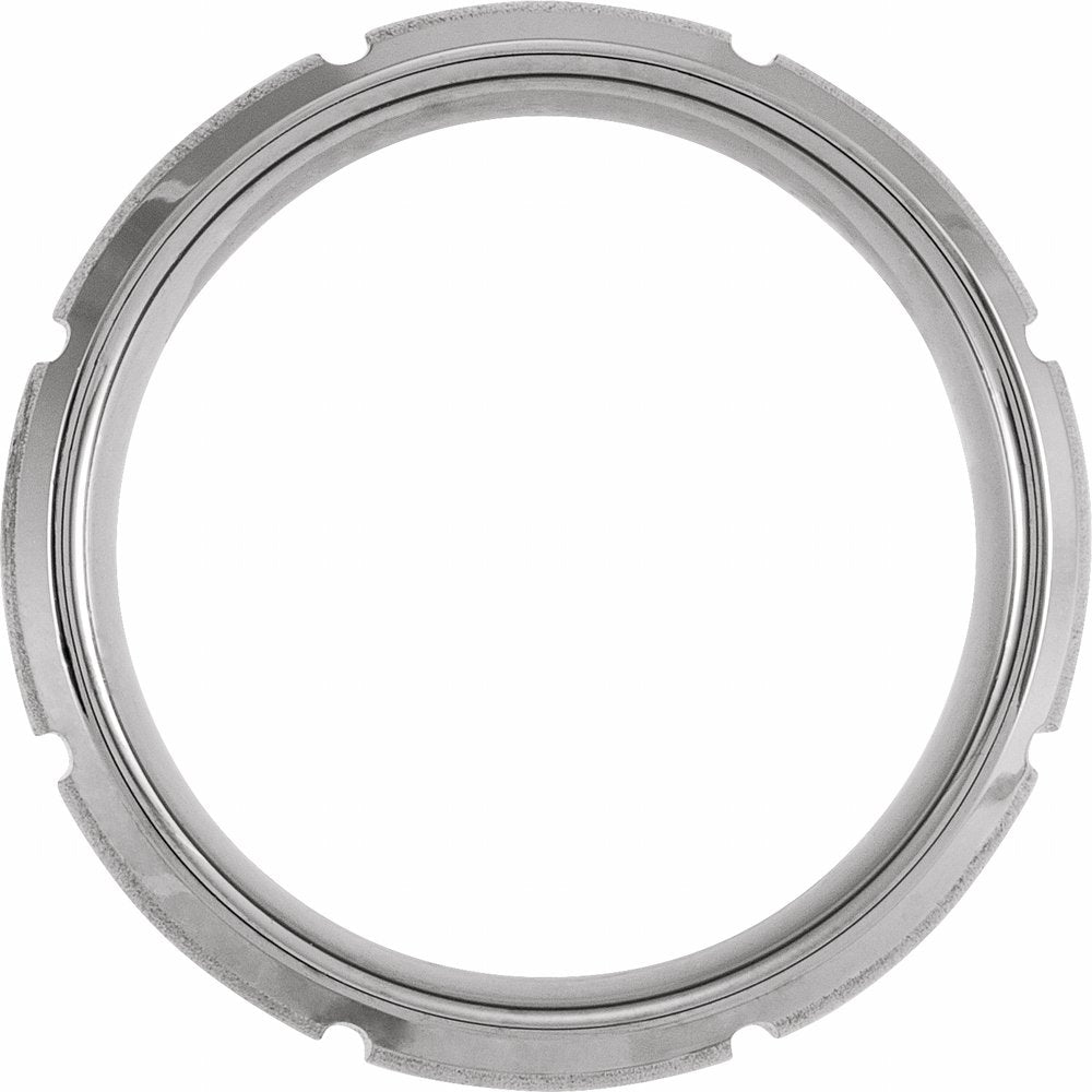 Tungsten 8 mm Beveled-Edge Grooved Comfort-Fit Band
 Size 7