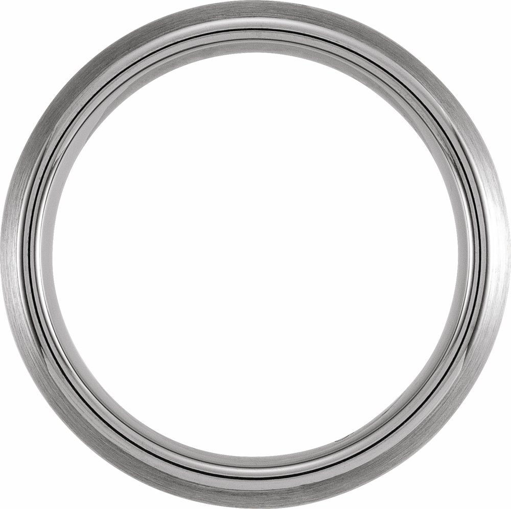 Tungsten & 18K Yellow Gold PVD Inlay 6 mm Comfort-Fit Half Round Band Size 7.5