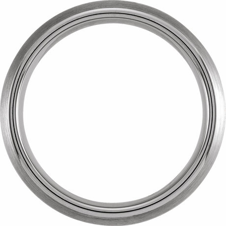Tungsten & 18K Yellow Gold PVD Inlay 6 mm Comfort-Fit Half Round Band Size 7.5