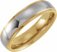 Tungsten & 18K Yellow Gold PVD Inlay 6 mm Stepped-Edge Comfort-Fit Half Round Band Size 7