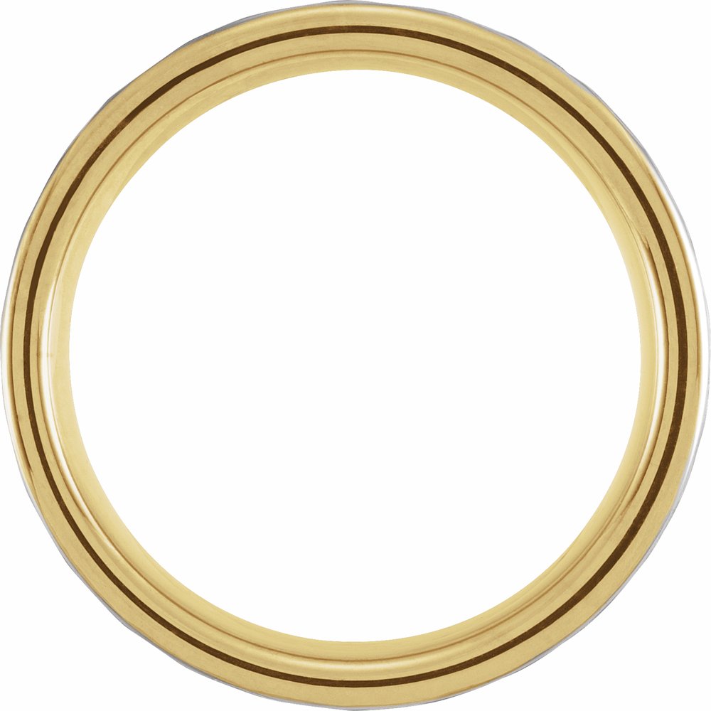 18K Yellow Gold PVD Tungsten 8 mm Grooved Comfort-Fit Flat Band