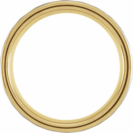 18K Yellow Gold PVD Tungsten 8 mm Grooved Comfort-Fit Flat Band