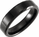 Black PVD Tungsten 6 mm Geometric Faceted Beveled-Edge Comfort-Fit Band Size 7