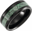 Black PVD Tungsten 8 mm Beveled-Edge Imitation Meteorite Inlay Comfort-Fit Band Size 7