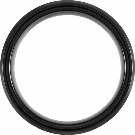Black PVD Tungsten 8 mm Beveled-Edge Imitation Meteorite Inlay Comfort-Fit Band