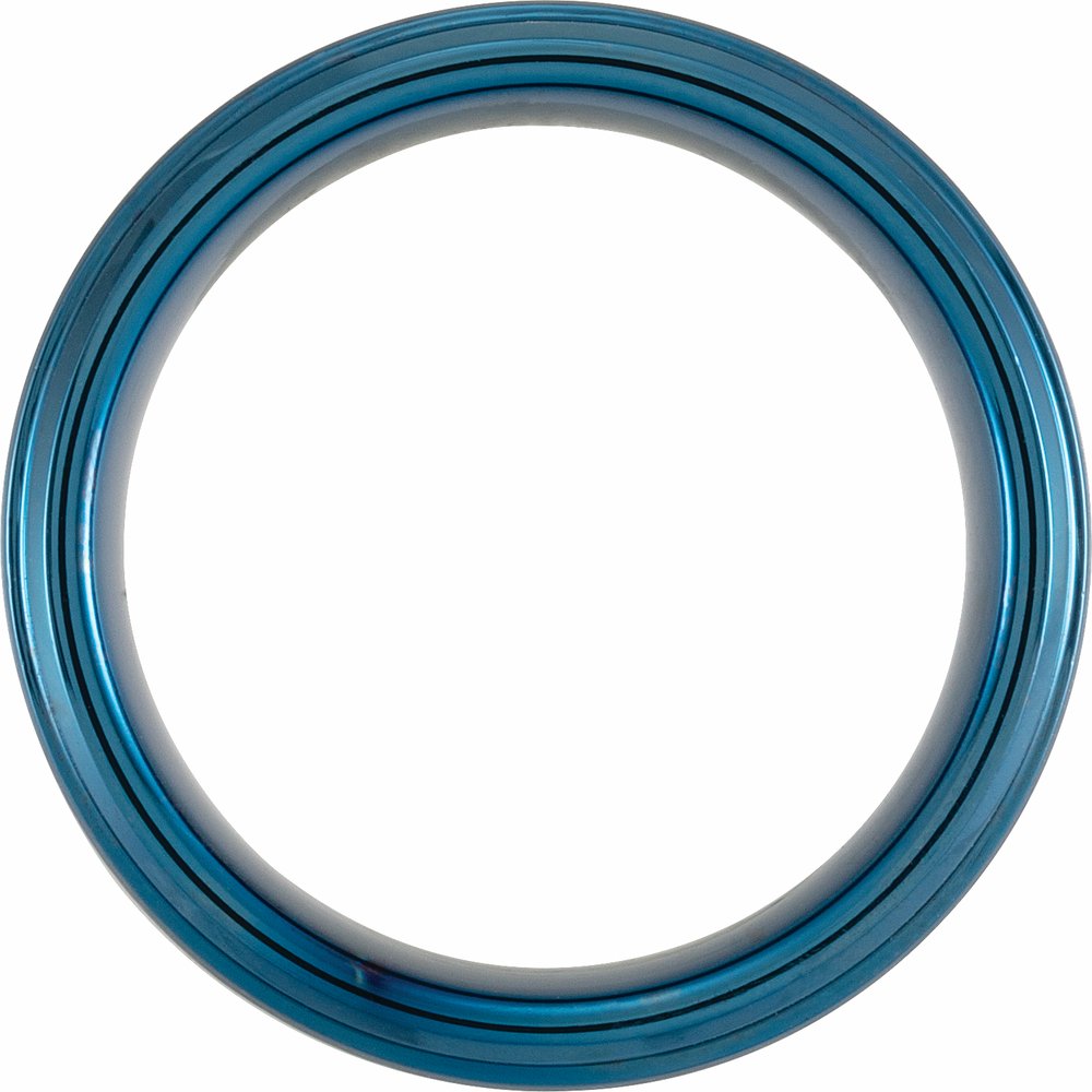 Blue PVD Tungsten 8 mm Beveled Stepped Satin Band