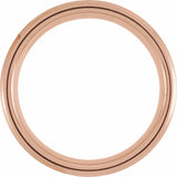 18K Rose Gold PVD & Black PVD Tungsten 8 mm Beveled Grooved Satin Band