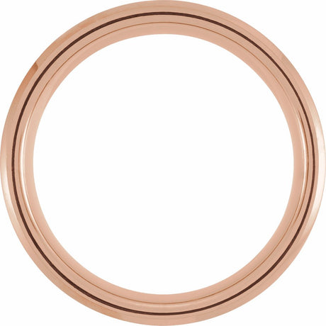 18K Rose Gold PVD & Black PVD Tungsten 8 mm Beveled Grooved Satin Band