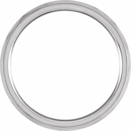 Tungsten 6 mm Geometric Faceted Comfort-Fit Half Round Band Size 7.5