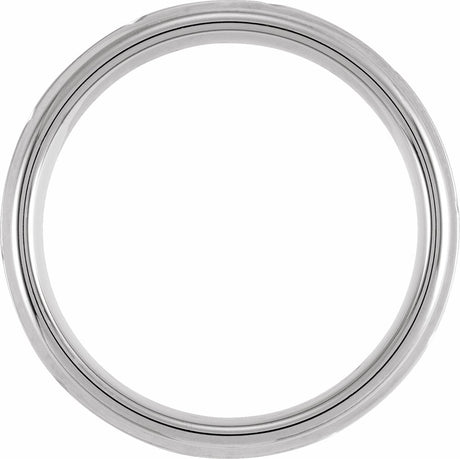 Tungsten 7 mm Stepped-Edge Grooved Comfort-Fit Flat Band Size 7.5