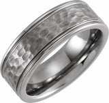 Tungsten 8 mm Grooved Inlay Comfort-Fit Flat Band Size 8