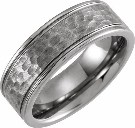 Tungsten 8 mm Grooved Inlay Comfort-Fit Flat Band Size 8