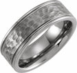 Tungsten 8 mm Flat Grooved Hammered Band Size 7.5