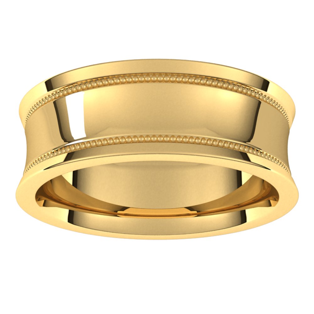 14K Yellow 7 mm Milgrain Concave with Edge Band