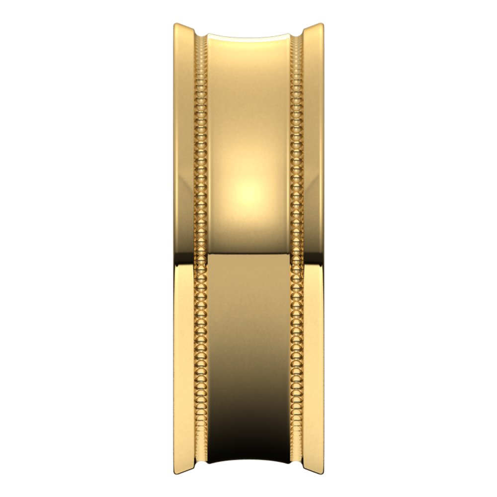 14K Yellow 7 mm Milgrain Concave with Edge Band