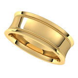 14K Yellow 7 mm Milgrain Concave with Edge Band