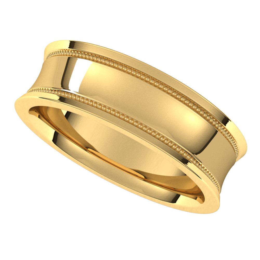 14K Yellow 6 mm Milgrain Concave with Edge Band Size 10
