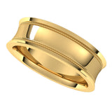 14K Yellow 6 mm Milgrain Concave with Edge Band Size 10