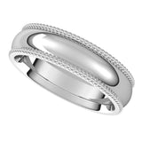 14K White 5 mm Beaded Comfort-Fit Band