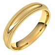 14K Yellow 4 mm Double Milgrain Half Round Comfort Fit Band Size 10