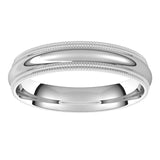 14K White 4 mm Double Milgrain Half Round Comfort Fit Band Size 11