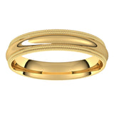 14K Yellow 4 mm Double Milgrain Half Round Comfort Fit Band Size 10